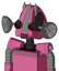 Pink Robot With Droid Head And Speakers Mouth And Black Glowing Red Eyes And Three Spiked