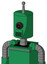 Green Automaton With Cylinder Head And Speakers Mouth And Black Cyclops Eye And Single Antenna