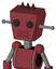 Red Mech With Box Head And Toothy Mouth And Two Eyes And Three Dark Spikes