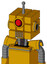 Yellow Robot With Cube Head And Vent Mouth And Cyclops Eye And Single Antenna