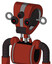 Red Automaton With Droid Head And Dark Tooth Mouth And Three-Eyed