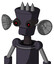 Purple Robot With Cylinder-Conic Head And Speakers Mouth And Black Glowing Red Eyes And Three Spiked