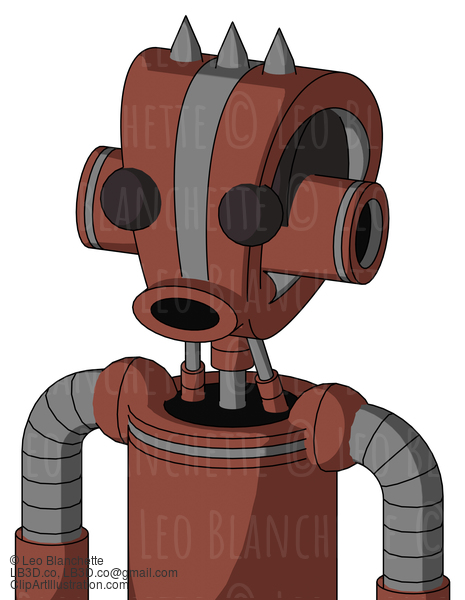 Brown Droid With Droid Head And Round Mouth And Two Eyes And Three Spiked #22036