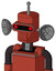 Red Automaton With Cylinder Head And Speakers Mouth And Visor Eye And Single Antenna