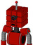 Red Mech With Cube Head And Sad Mouth And Black Cyclops Eye And Single Led Antenna