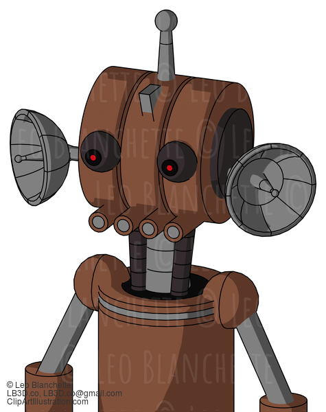 Brown Mech With Multi-Toroid Head And Pipes Mouth And Red Eyed And Single Antenna #22045