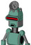 Green Mech With Dome Head And Sad Mouth And Visor Eye And Radar Dish Hat