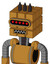 Yellowish Droid With Cube Head And Square Mouth And Visor Eye And Three Dark Spikes