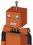 Orange Mech With Box Head And Teeth Mouth And Two Eyes And Single Antenna