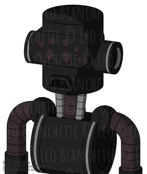 Black Automaton With Cylinder Head And Sad Mouth And Bug Eyes #22057