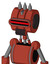 Red Automaton With Multi-Toroid Head And Dark Tooth Mouth And Visor Eye And Three Spiked