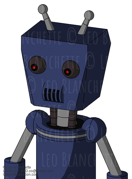 Blue Droid With Box Head And Speakers Mouth And Red Eyed And Double Antenna #22065