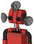 Tomato-Red Droid With Multi-Toroid Head And Black Glowing Red Eyes And Radar Dish Hat