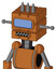Orange Robot With Cube Head And Square Mouth And Large Blue Visor Eye And Three Spiked