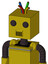 Yellow Automaton With Box Head And Speakers Mouth And Two Eyes And Wire Hair