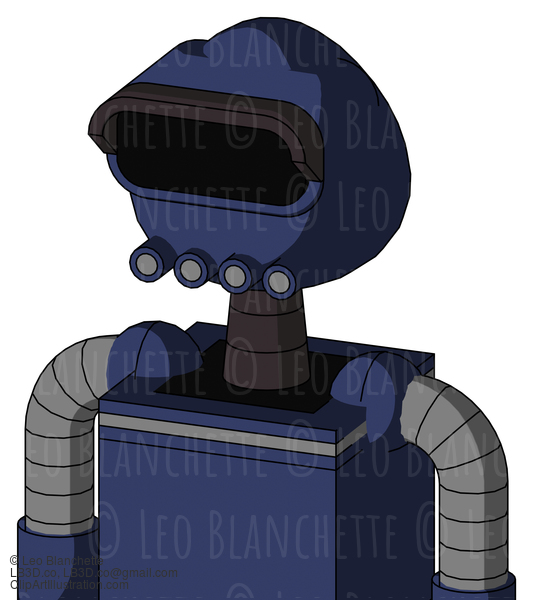 Blue Droid With Rounded Head And Pipes Mouth And Black Visor Eye #22084