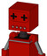 Red Mech With Box Head And Pipes Mouth And Plus Sign Eyes