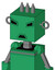 Green Automaton With Box Head And Sad Mouth And Angry Eyes And Three Spiked
