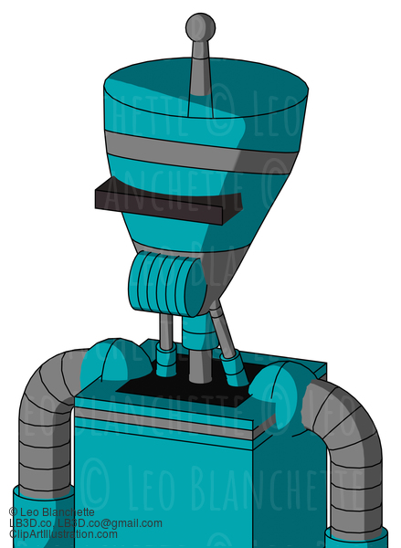 Blue Robot With Vase Head And Speakers Mouth And Black Visor Cyclops And Single Antenna #22106