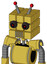 Yellow Droid With Cube Head And Vent Mouth And Black Glowing Red Eyes And Double Led Antenna