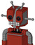 Red Automaton With Mechanical Head And Keyboard Mouth And Black Glowing Red Eyes And Double Antenna