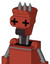 Red Automaton With Cylinder-Conic Head And Dark Tooth Mouth And Plus Sign Eyes And Three Spiked