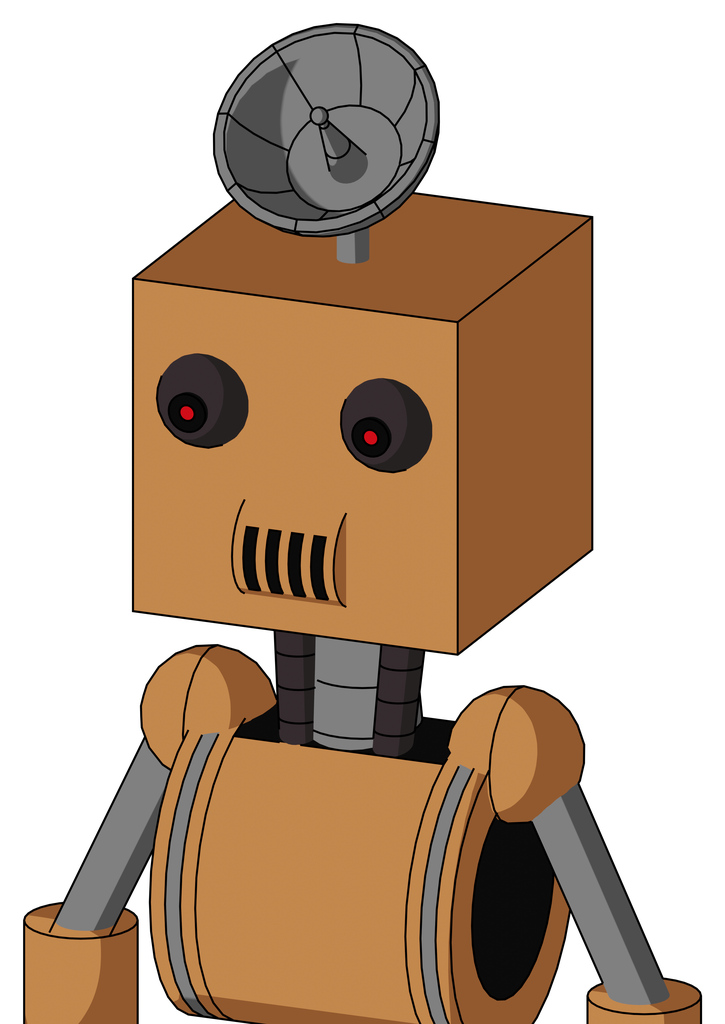 Peach Mech With Box Head And Speakers Mouth And Red Eyed And Radar Dish Hat