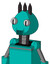 Greenish Robot With Rounded Head And Speakers Mouth And Two Eyes And Three Dark Spikes