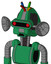 Green Automaton With Droid Head And Sad Mouth And Visor Eye And Wire Hair