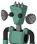 Green Mech With Cylinder-Conic Head And Two Eyes And Three Spiked