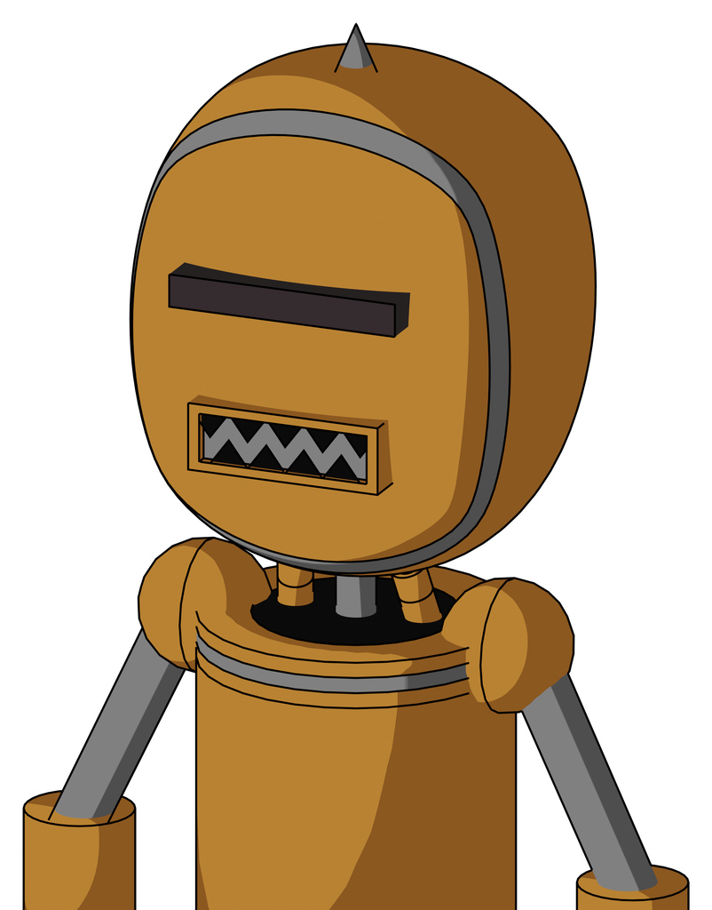 Yellowish Droid With Bubble Head And Square Mouth And Black Visor Cyclops And Spike Tip