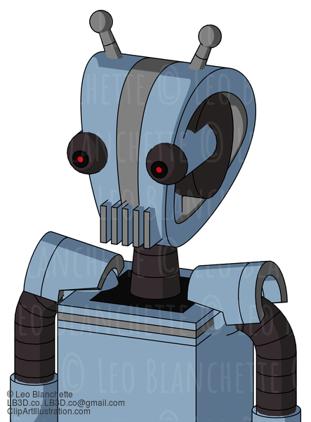 Blue Robot With Droid Head And Vent Mouth And Red Eyed And Double Antenna #22168