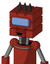 Red Automaton With Cube Head And Happy Mouth And Large Blue Visor Eye And Three Dark Spikes