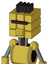 Yellow Droid With Cube Head And Speakers Mouth And Black Visor Cyclops And Pipe Hair