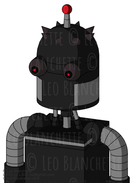 Black Automaton With Dome Head And Red Eyed And Single Led Antenna #22184