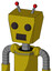 Yellow Automaton With Box Head And Dark Tooth Mouth And Two Eyes And Double Led Antenna