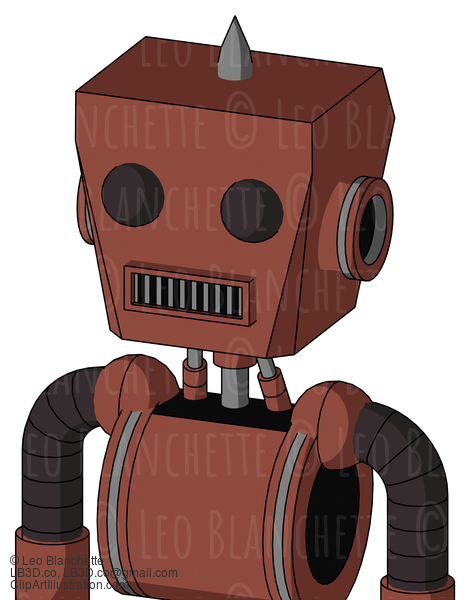 Brown Droid With Box Head And Square Mouth And Two Eyes And Spike Tip #22202