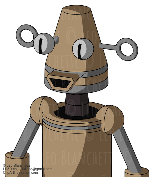 Cardboard Robot With Cone Head And Happy Mouth And Two Eyes #22209