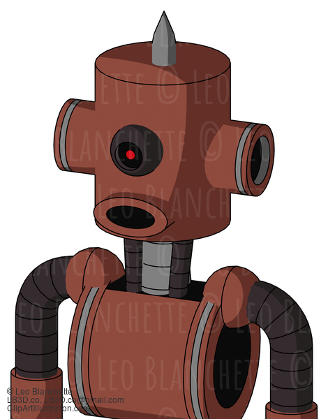 Brown Droid With Cylinder Head And Round Mouth And Black Cyclops Eye And Spike Tip #22213