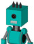 Greenish Robot With Box Head And Teeth Mouth And Black Cyclops Eye And Three Dark Spikes