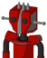 Red Mech With Mechanical Head And Two Eyes And Three Spiked