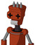 Orange Robot With Cylinder-Conic Head And Teeth Mouth And Plus Sign Eyes And Three Spiked
