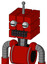 Red Mech With Cube Head And Keyboard Mouth And Two Eyes And Single Antenna