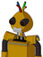 Yellow Droid With Rounded Head And Teeth Mouth And Black Glowing Red Eyes And Wire Hair