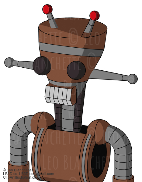 Brown Mech With Vase Head And Teeth Mouth And Two Eyes And Double Led Antenna #22238