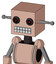 Light-Peach Mech With Box Head And Keyboard Mouth And Black Glowing Red Eyes