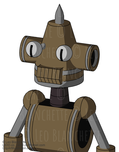 Cardboard Robot With Cone Head And Toothy Mouth And Two Eyes And Spike Tip #22249