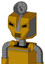 Yellow Droid With Mechanical Head And Speakers Mouth And Angry Eyes And Radar Dish Hat