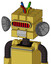 Yellow Droid With Cube Head And Teeth Mouth And Visor Eye And Wire Hair