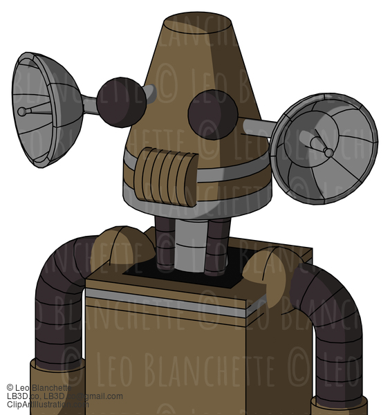 Cardboard Robot With Cone Head And Speakers Mouth And Two Eyes #22272